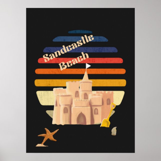 Vintage Sandburgen im Sand Poster (Vorne)