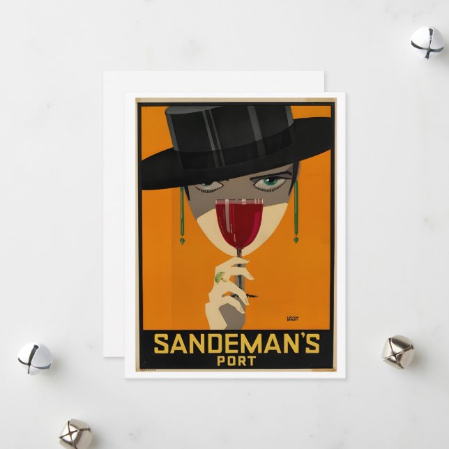 Vintage Sandeman Ad Feiertagskarte (Vorderseite/Rückseite Beispiel)