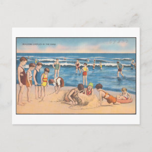 Vintage Sandwellen und Kinder Postkarte