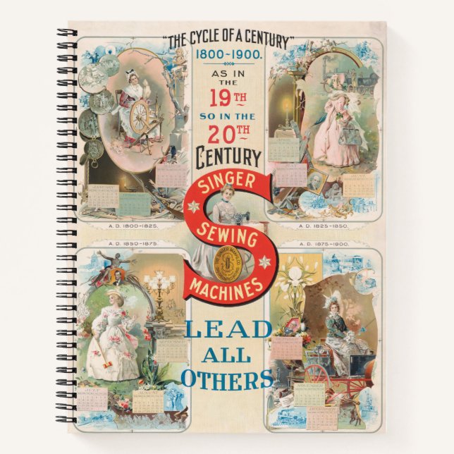 Vintage Sängernähmaschine Notizbuch (Vorderseite)