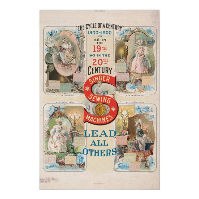 Vintage Sängernähmaschine Poster (Vorderseite)