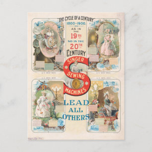 Vintage Sängernähmaschine Postkarte