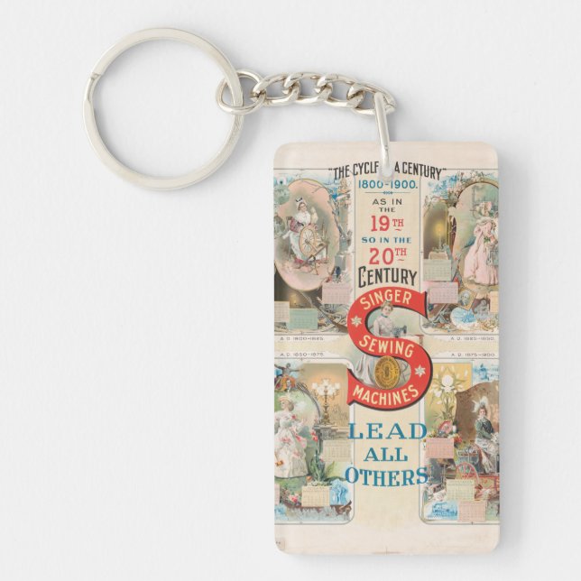 Vintage Sängernähmaschine Schlüsselanhänger (Vorderseite)