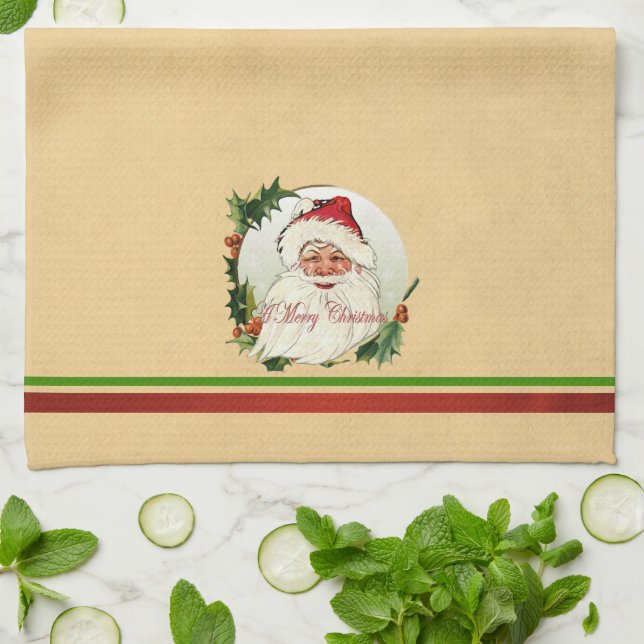 Vintage Sankt im Rahmen Küchentuch (Gefaltet)