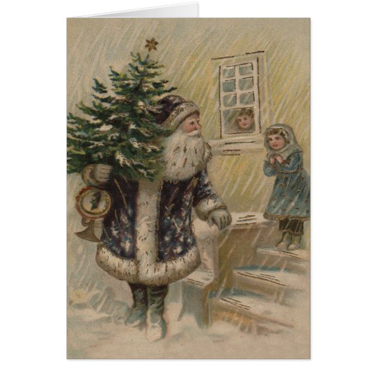 Vintage Sankt im Schnee Karte
