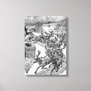 Vintage Sankt Sleigh-Illustration Leinwanddruck