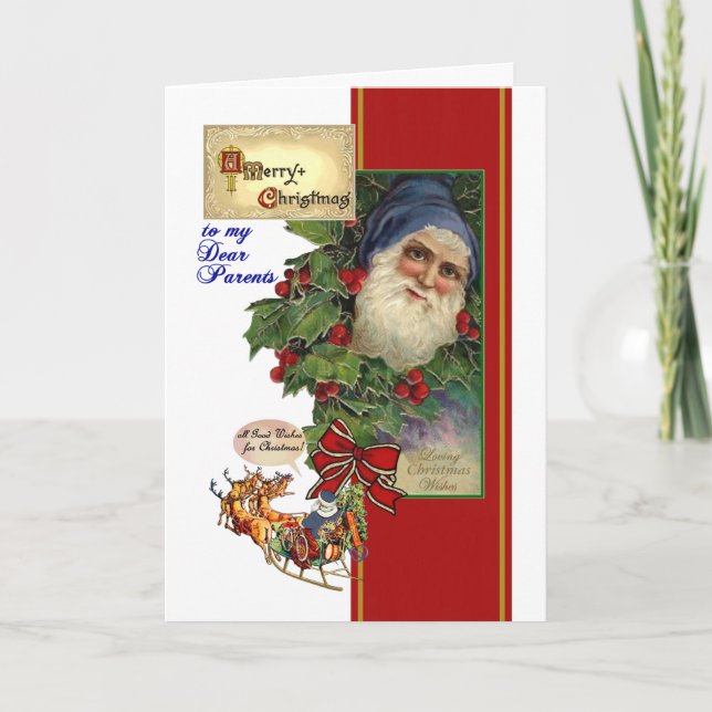 Vintage Sankt, Stechpalme - Chistmas Karte für (Vorderseite)