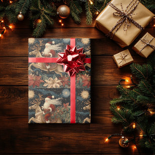Vintage Santa auf Rentier Design Geschenkpapier