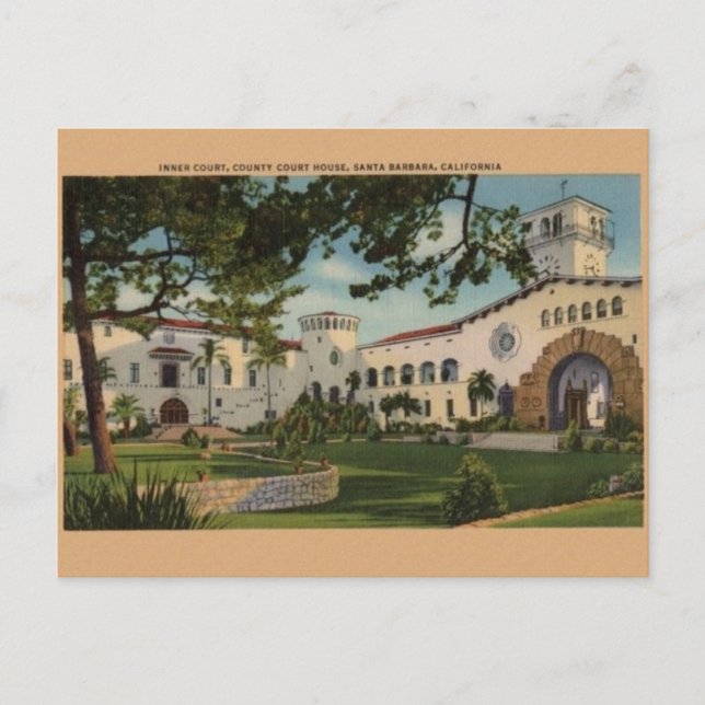 Vintage Santa Barbara Landkreis Court House Postca Postkarte (Vorderseite)