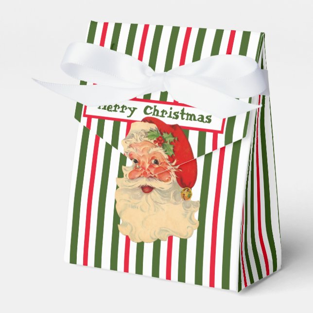 Vintage Santa & Candy Cane Stripes Funchbox Geschenkschachtel (Vorderseite)