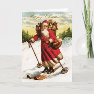 Vintage Santa Christmas Card Feiertagskarte