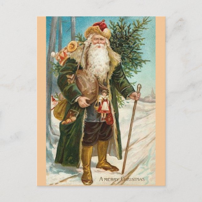 Vintage Santa Claus Christmas Card Postkarte (Vorderseite)
