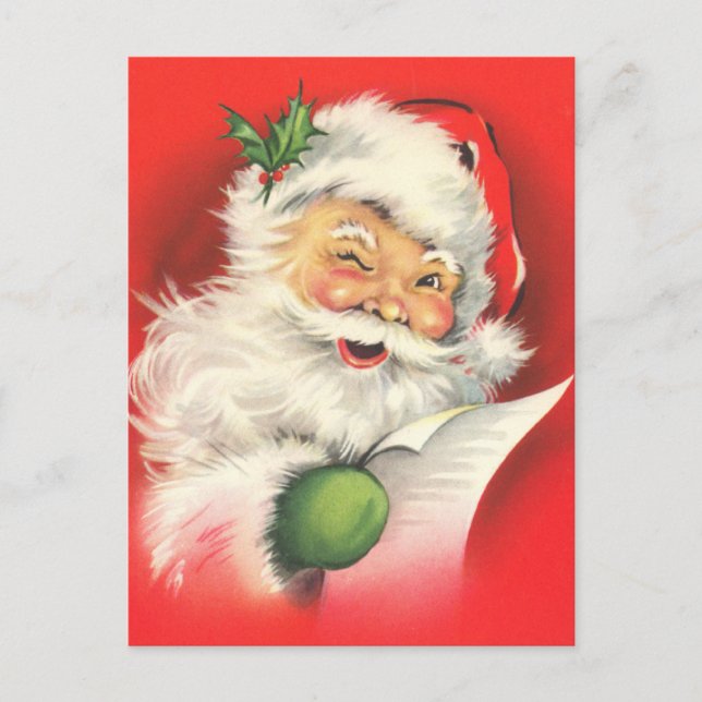 Vintage Santa Claus Christmas Postcards Feiertagspostkarte (Vorderseite)