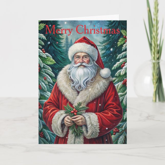 Vintage Santa Claus Feiertagskarte (Vorderseite)