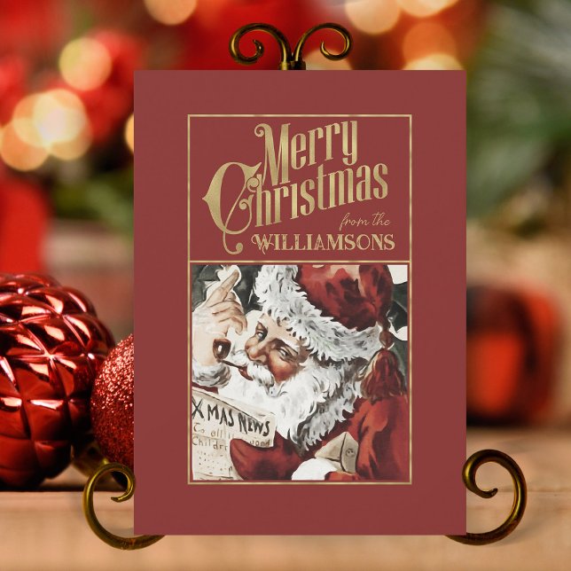Vintage Santa Claus Retro Christmas Card Feiertagskarte (vintage santa claus christmas cards,vintage santa claus,retro christmas cards,vintage christmas card)