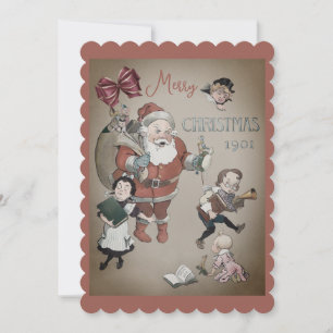 Vintage Santa Clause Illustration Feiertagskarte