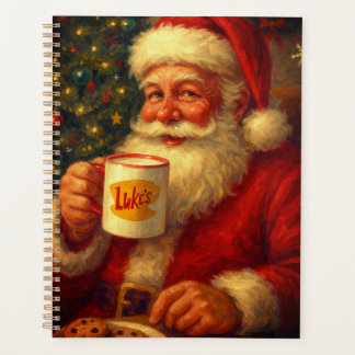 Vintage Santa Coffee Mug Spiral Planner Planer