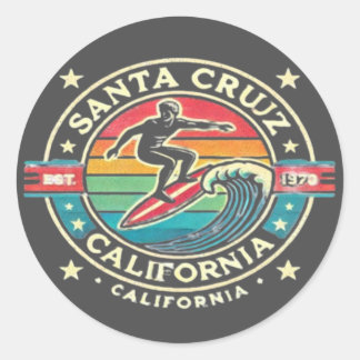 Vintage Santa Cruz Surf Vibes Runder Aufkleber