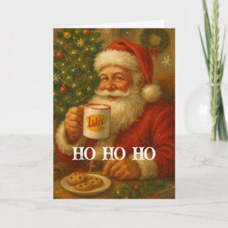 Vintage Santa Drinking Cocoa Christmas Card Karte