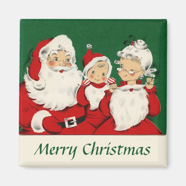 Vintage Santa-Familie Magnet (Vorne)