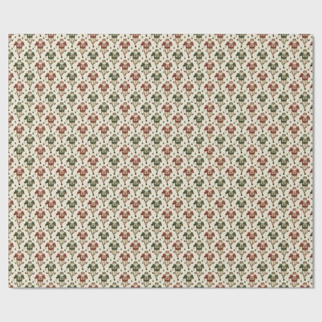 Vintage Santa Football Wrapping Paper Geschenkpapier (Flach)