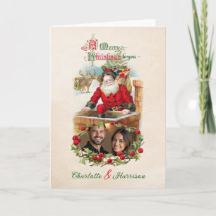 Vintage Santa Foto Weihnachten Karte