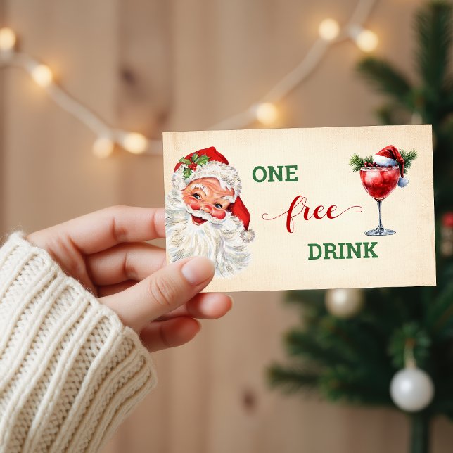 Vintage Santa Free Drink Christmas Party Ticket (Von Creator hochgeladen)