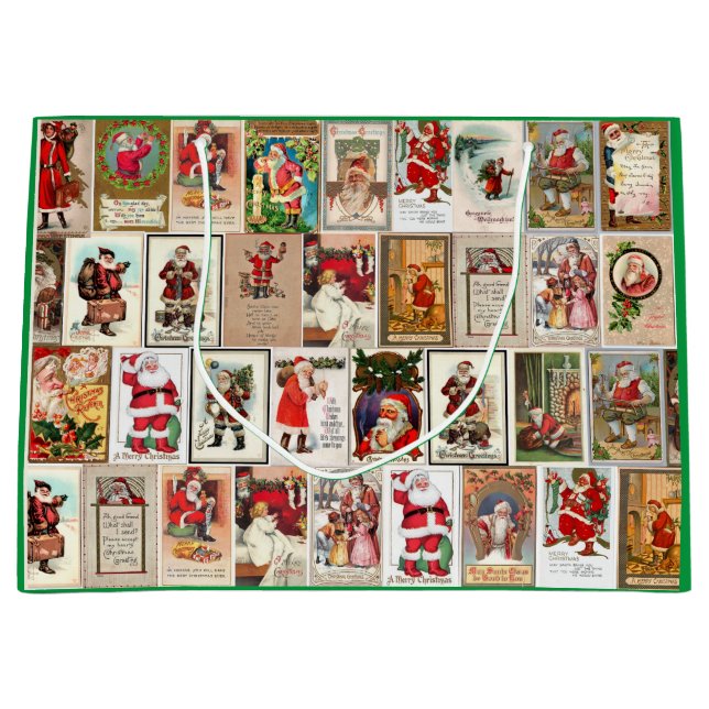 Vintage Santa-Geschenktasche Große Geschenktüte (Vorderseite)