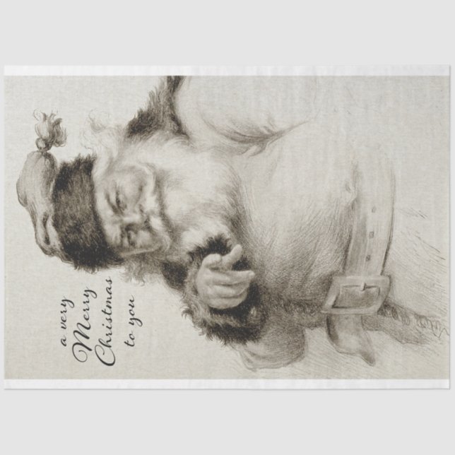 Vintage Santa Illustration Seidenpapier (Vorderseite)
