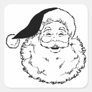 Vintage Santa in Schwarz-Weiß Quadratischer Aufkleber