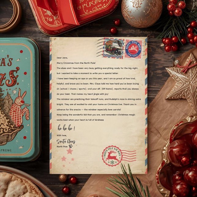 Vintage Santa Letter Template | Personalized North Einladung (Von Creator hochgeladen)