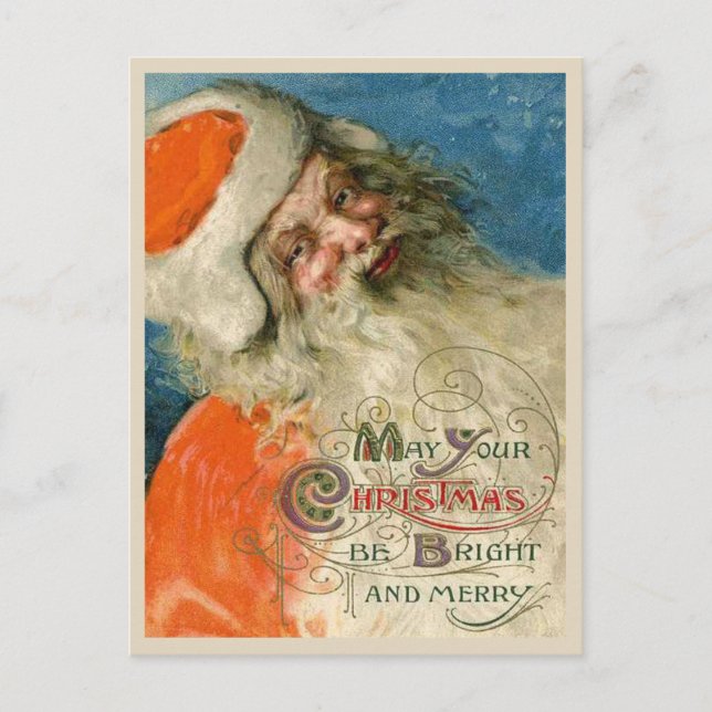 Vintage Santa-Malerei mit Typografie Postkarte (Vorderseite)