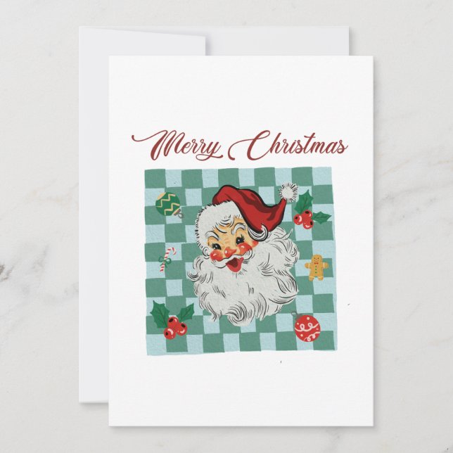 Vintage Santa Merry Christmas Design Einladung (Vorderseite)