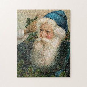 Vintage Santa mit blauem Hut