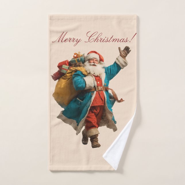 Vintage Santa Personalized Christmas Design Badhandtuch Set (Handtuch)
