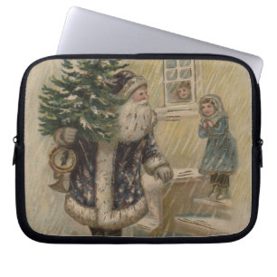 Vintage Santa Schnee Weihnachtsbaum Laptopschutzhülle