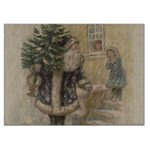 Vintage Santa Schnee Weihnachtsbaum Schneidebrett