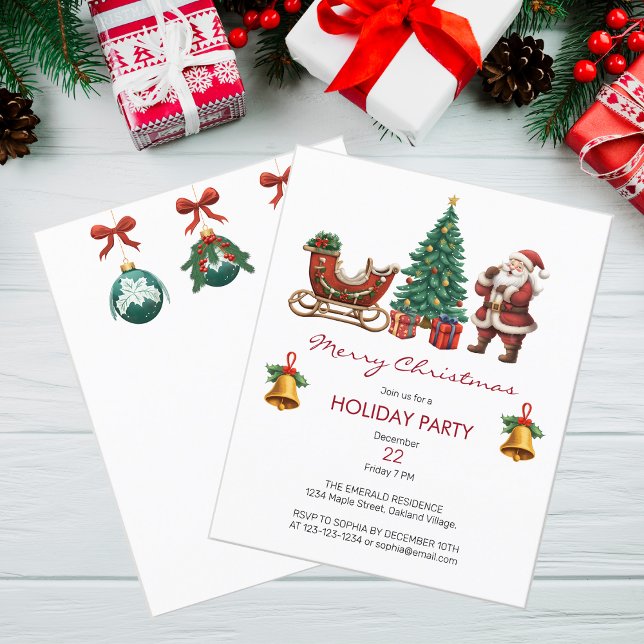 Vintage Santa Sleigh & Weihnachten Party Einladung (Von Creator hochgeladen)