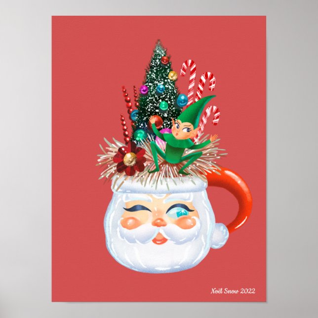 Vintage Santa Tasse Kunstdruckerei Poster (Vorne)
