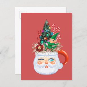 Vintage Santa Tasse Postkarte
