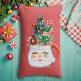 Vintage Santa Tasse Rot (lang) Kissen
