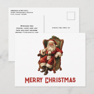 Vintage Santa Traditionelles Weihnachtsfest Postkarte