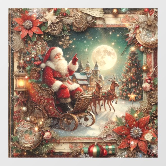 Vintage Santa-Window-Verkleidung Fensteraufkleber (Blatt)