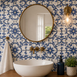 Vintage Sapphire Elegant Blue Ornamental Mosaic Fliese