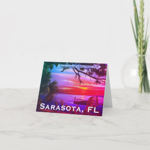 Vintage Sarasota, FL Beach Sunset - Golf von Mexik Karte