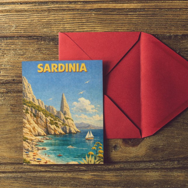 Vintage Sardinia Travel Cala Goloritzé Postkarte (Vintage Sardinia Travel Cala Goloritzé Postcard)