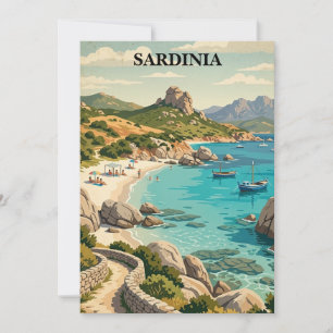 Vintage Sardinien Italien Mittelmeerlandschaft Karte