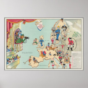 Vintage Satirische Karte Poster