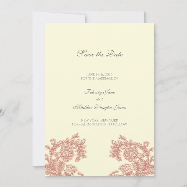 Vintage Save the Date-Karte Date (Vorderseite)