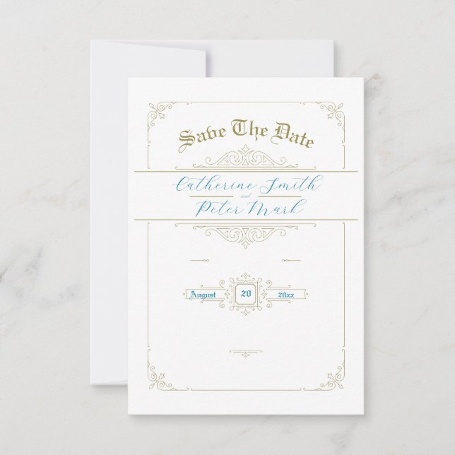 Vintage Save the Date-Karte Date (Vorderseite)